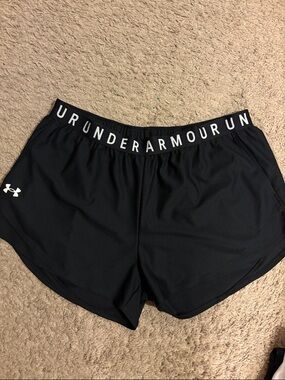 Under Armour Black Women's Athletic Shorts with White Logo